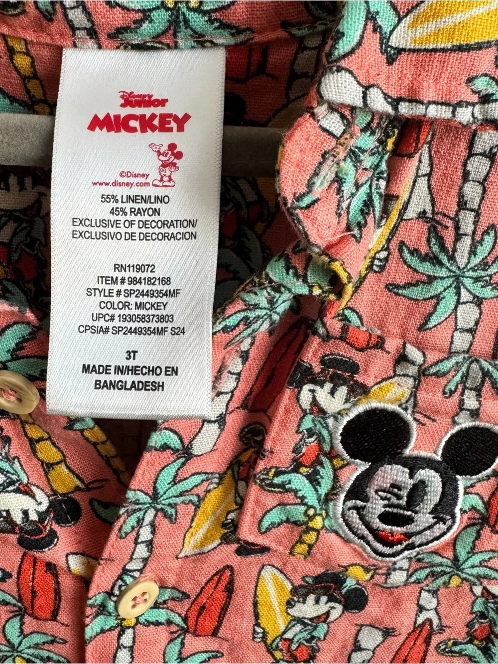 Disney Junior Mickey Mouse Tropical 2pc Short Set Size 3T EUC Hawaiian Cruise